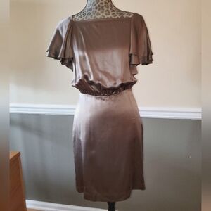 Banana Republic 100% Liquid Silk Taupe Dress